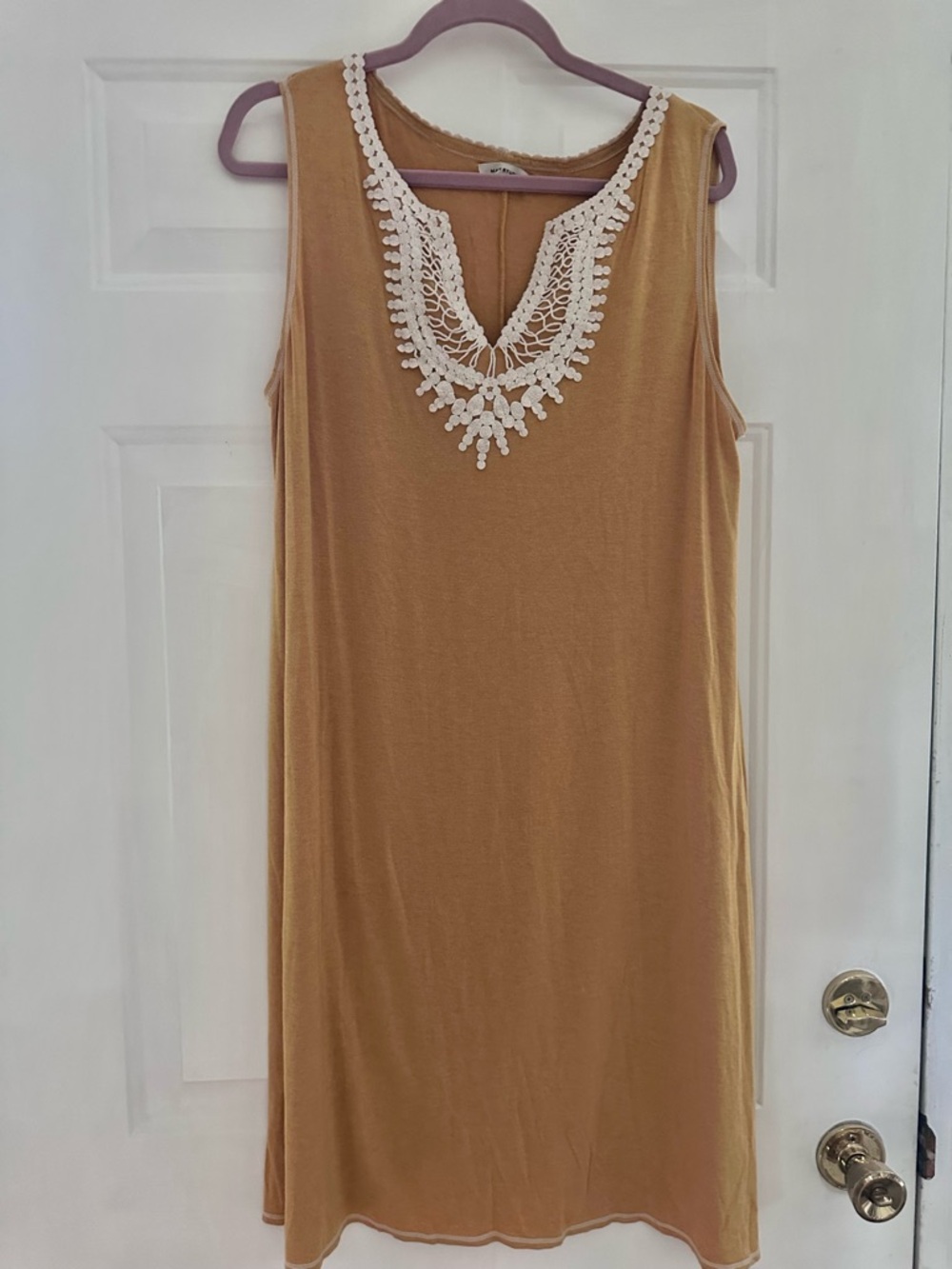 Max studio XL mustard yellow casual dress with details around collar